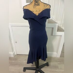 Chic Strapless Navy Dress